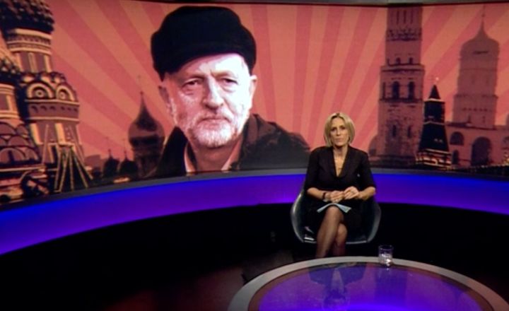 The image of Corbyn wearing a hat was imposed on an illustration of Moscow's Red Square and appeared on Newsnight last week.