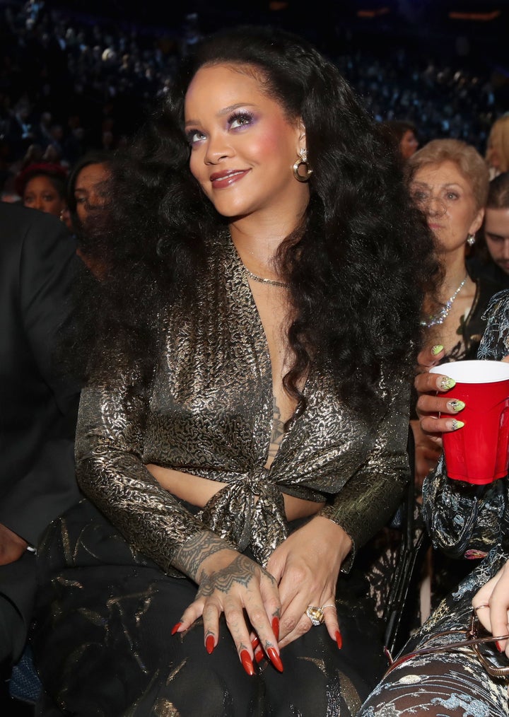 <strong>Rihanna at the Grammys in January</strong>