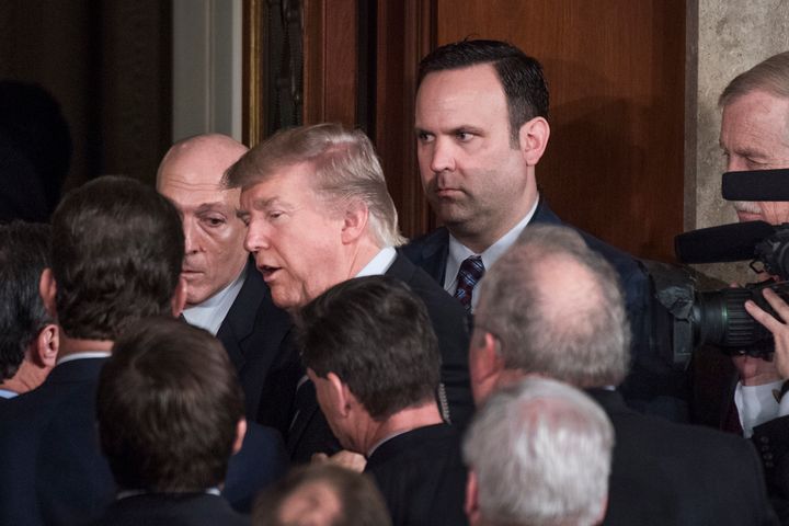Dan Scavino with President Donald Trump after the president addressed a joint session of Congress on Feb. 28, 2017.