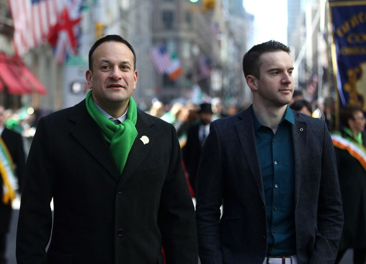 Irish Prime Minister Leo Varadkar (left) said marching alongside his partner, Matt Barrett, at the St. Patrick's Day Parade in New York on Saturday was a sign "of change, a sign of great diversity."