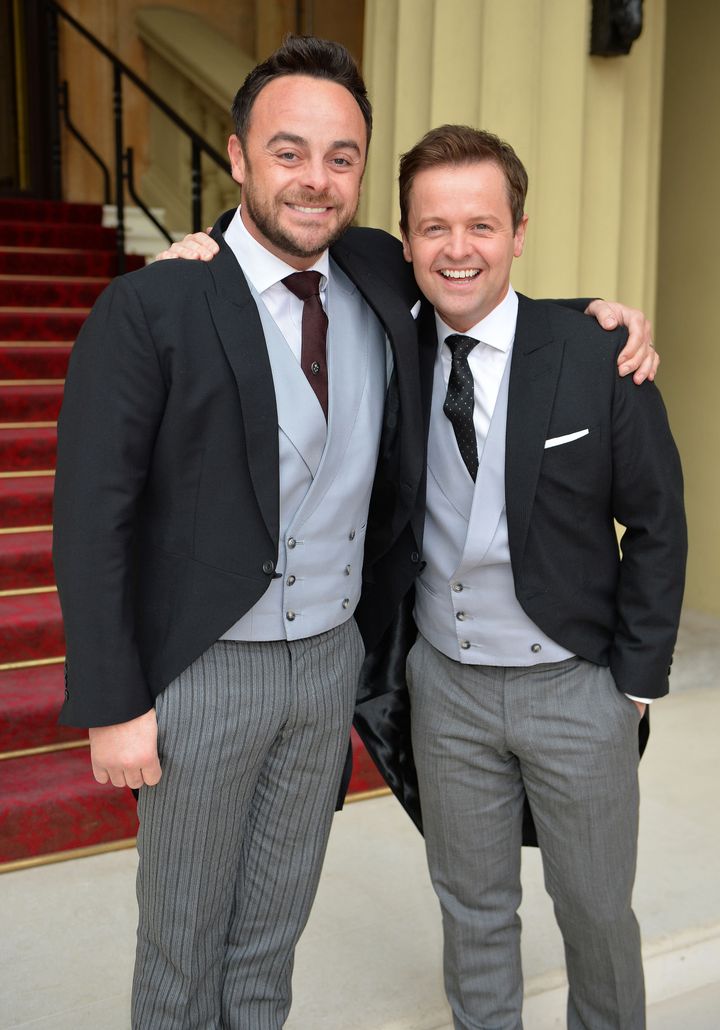 Ant and Dec at Buckingham Palace last year, after being awarded OBEs by the Prince of Wales