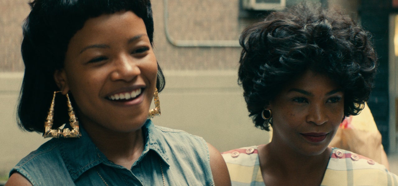 Roxane Shanté (played by Chanté Adams) stands alongside her mother (Nia Long) in the film "Roxanne, Roxanne."