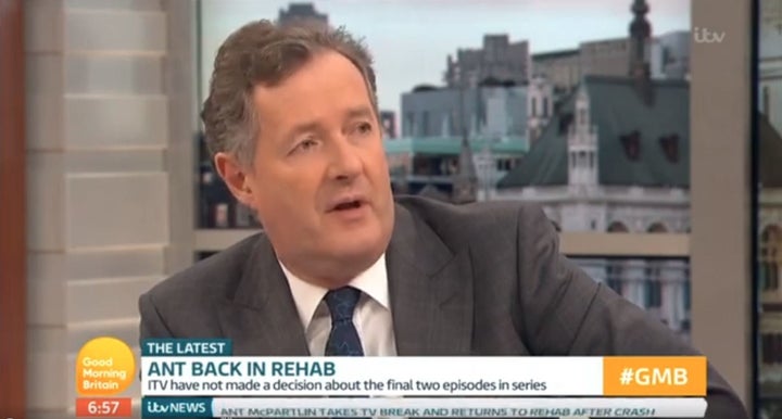 <strong>Piers spoke about Ant's return to rehab on 'Good Morning Britain'</strong>