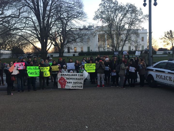 A group of roughly 40 protesters, most of them Brazilian expatriates, held a vigil for Franco outside the White House in Washington last Friday.