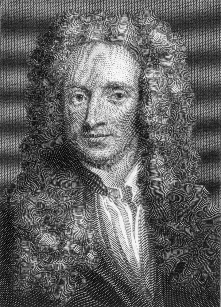 English physicist and mathematician Sir Isaac Newton, who is buried at Westminster Abbey 