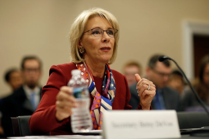 Education Secretary Betsy DeVos struggled to defend her department's new student loan guidance during a March 20 budget hearing.