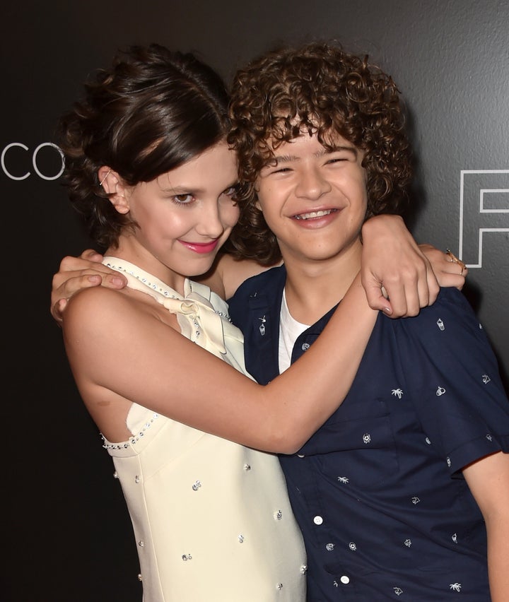 Millie Bobby Brown and Gaten Matarazzo, pictured in June 2017, boosted a kid's spirits after no classmate attended his "Stranger Things" birthday party.