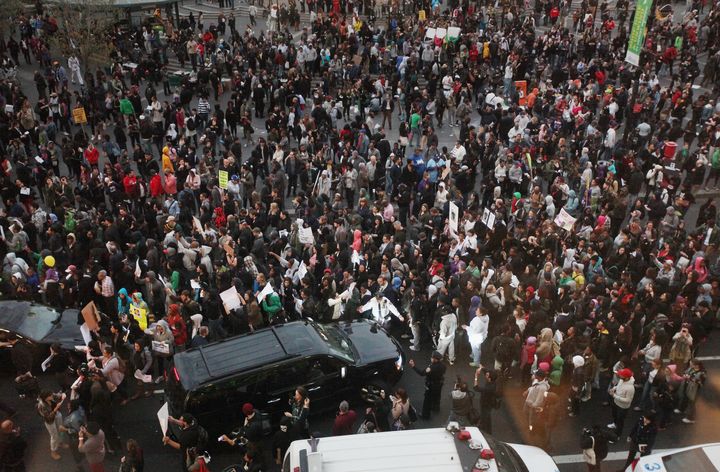 Supporters of Trayvon Martin in during the Million Hoodie March in New York City on March 21, 2012.