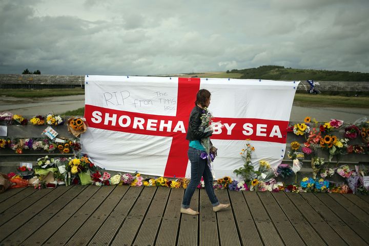 Floral tributes left at the scene of the crash