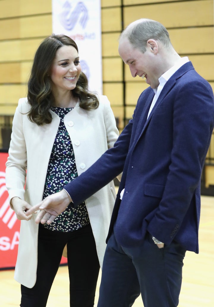 Prince William, Duke of Cambridge and Catherine, Duchess of Cambridge meet wheelchair basketball players, some of whom hope to compete in the 2022 Commonwealth Games in Birmingham, during their visit to the Copperbox Arena on 22 March 2018 in London, England. 