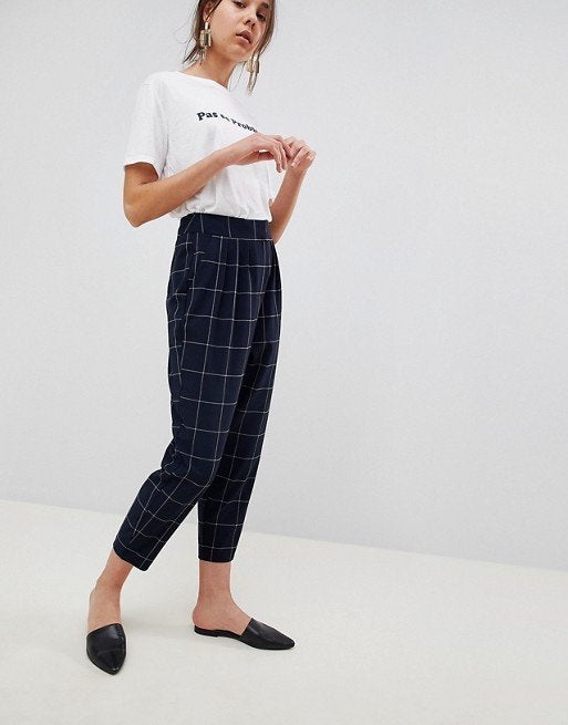 Black and white windowpane hot sale pants