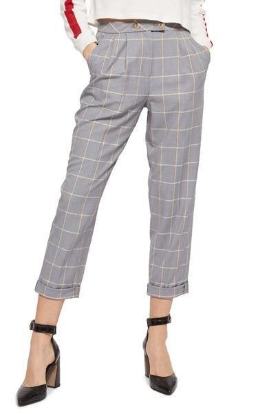 How To Style Topshop Check Peg Trousers