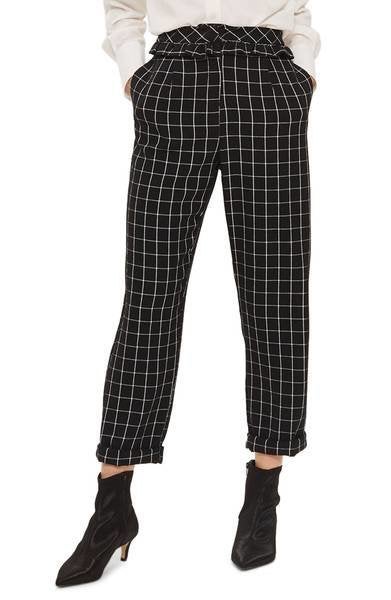 Black and best sale white windowpane pants