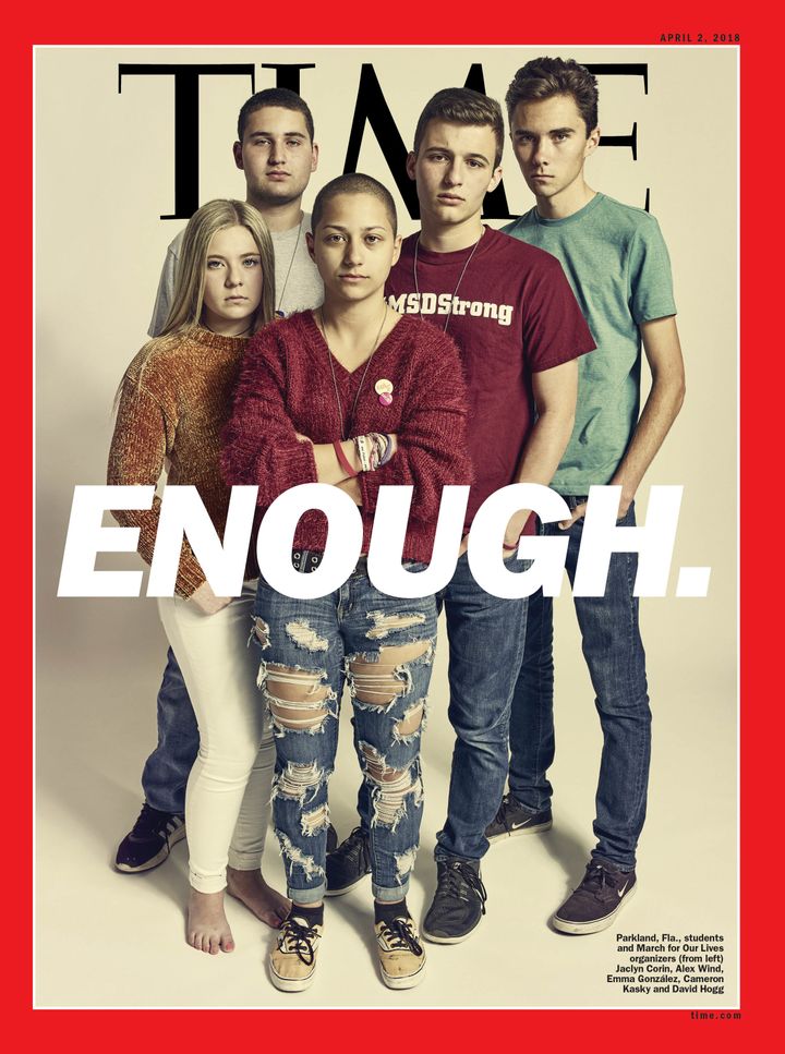 Parkland students and March for Our Lives organizers Jaclyn Corin (L), Alex Wind, Emma González, Cameron Kasky and David Hogg.