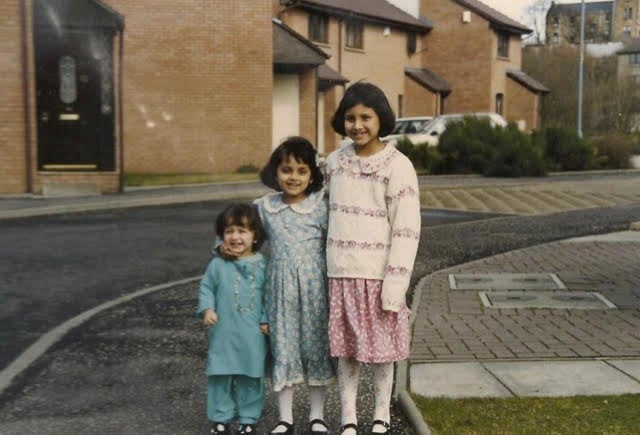 Then: Anoosh (L), Wajeeha (middle), Madeeha (R) in 1995. 