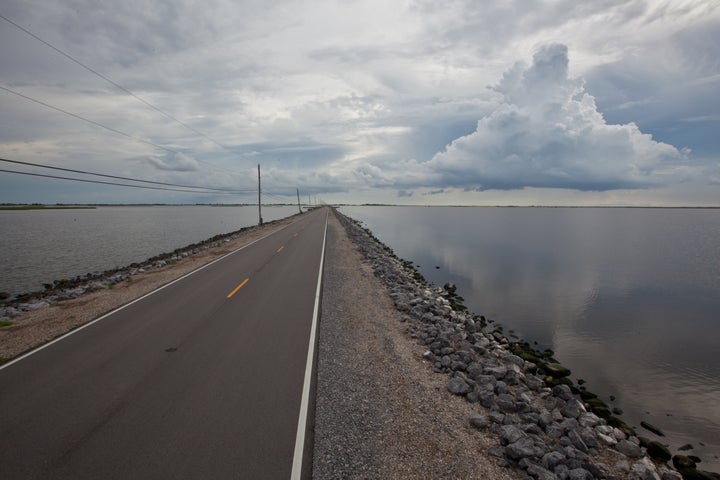 Island Road that connects Isle de Jean Charles to Pointe-aux-Chien in Terrebonne Parish.