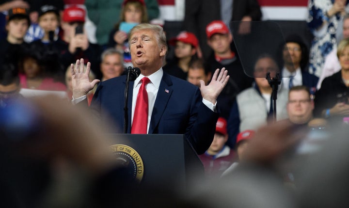 Trump speaks to supporters in Moon Township, Pennsylvania, on March 10. 