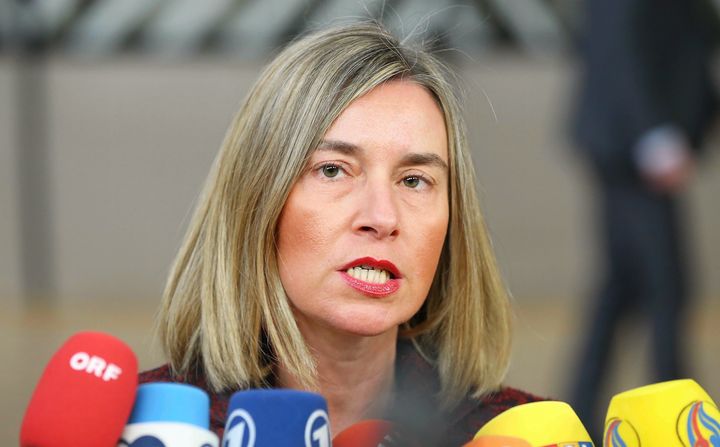 High Representative of the European Union for Foreign Affairs and Security Policy, Federica Mogherini speaks to media ahead of the European leaders summit at the European Council in Brussels.