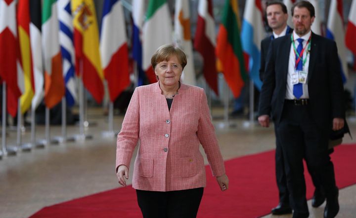 German Chancellor Angela Merkel attends the European leaders summit at the European Council in Brussels.