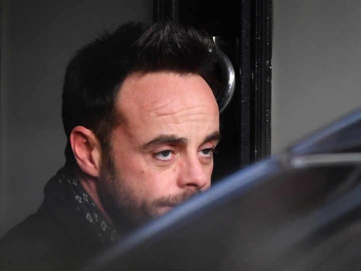 Ant McPartlin leaving a house in west London after he was interviewed by police on the same day it was revealed his TV presenting partner Declan Donnelly will host their programme Saturday Night Takeaway without him.