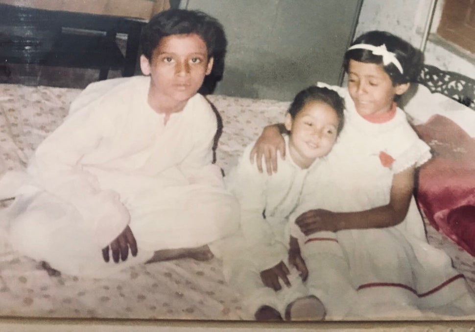 Then: Saket (L), Abhishek (middle) and Parul (R) in 1993.