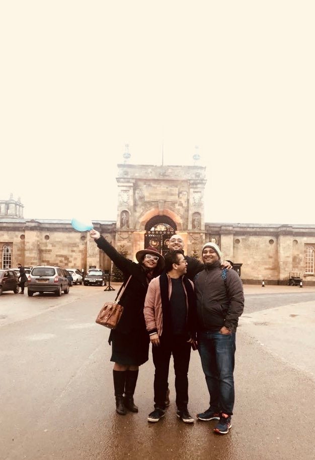 Now: Saket (R), Abhishek (middle at the back) and Parul (L). Parul's husband is in the middle at the front. 