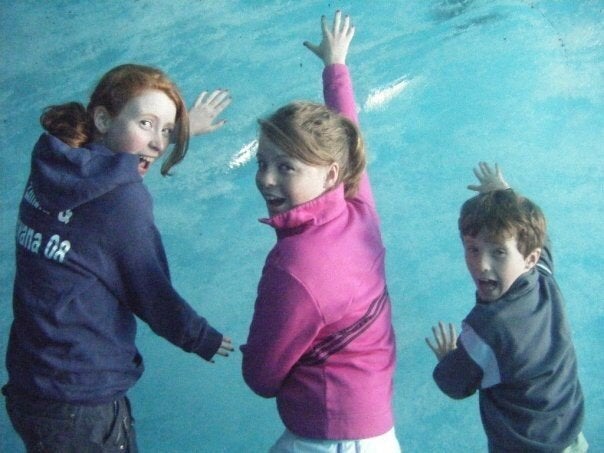 Then: Helen (L), Lucy (middle) and Harry (R) in 2009. 