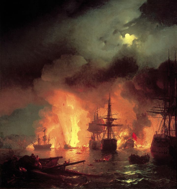 Οι Ρώσοι τον Ιούλιο, με την συνεπικουρία ελληνικών πλοίων, καταναυμάχησαν τον οθωμανικό στόλο στον Τσεσμέ, καταστρέφοντας την τουρκική ναυαρχίδα