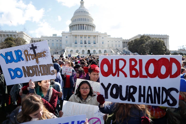 Students in Washington during the National School Walkout on March 14.