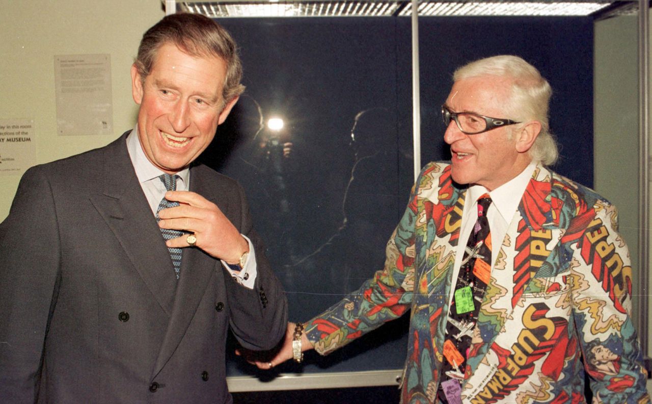 The Prince of Wales, who is patron of the British Forces Foundation, shares a joke with TV and radio personality Sir Jimmy Savile, during a reception at the Army Staff College, Sandhurst. 