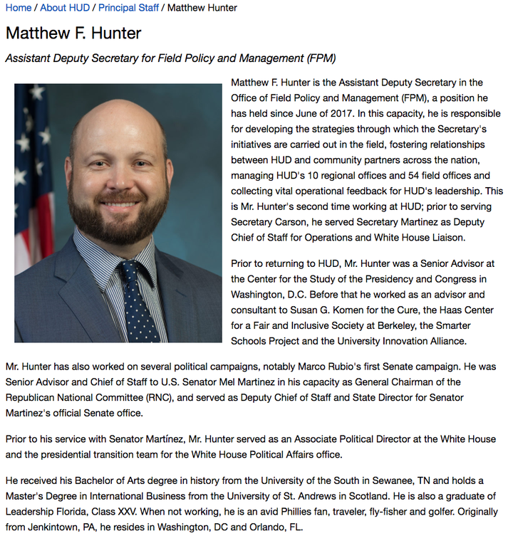 Matthew Hunter's bio doesn't list his previous job at Cambridge Analytica.