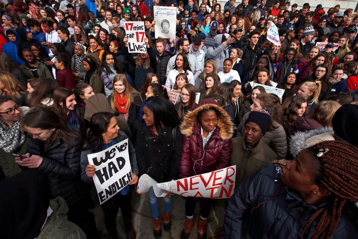 Students in Maine staged a walkout last week to honor the victims of February's mass shooting at a high school in Parkland, Florida. 