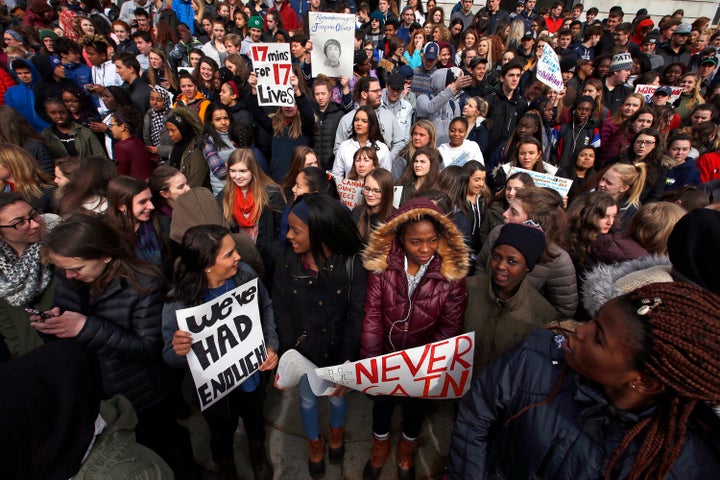 Students in Maine staged a walkout last week to honor the victims of February's mass shooting at a high school in Parkland, Florida.