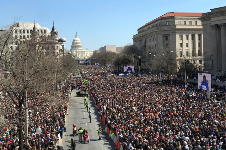 Thousands of people gather on Pennsylvania Avenue at the March For Our Lives rally in Washington. 