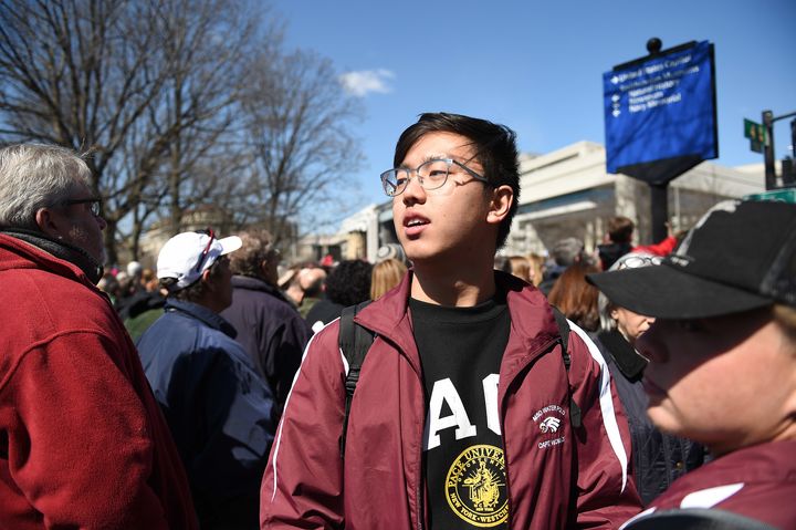 Joey Wong attends the March For Our Lives. 