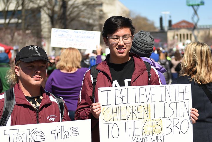 Lambeth (left) and Wong (right) at Saturday's March For Our Lives in Washington, D.C.
