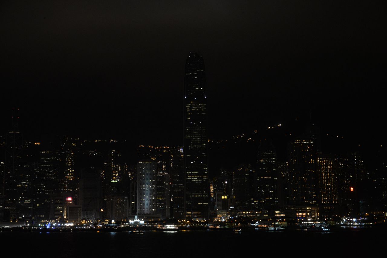 The same skyline, during Earth Hour.