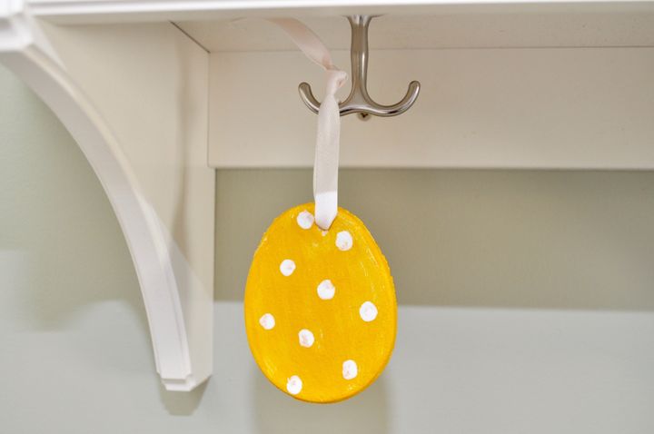 You can paint and then hang up the salt dough Easter eggs around the house.