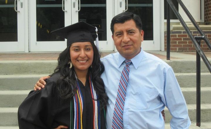 Belsy Garcia Manrique and her father at her college graduation.