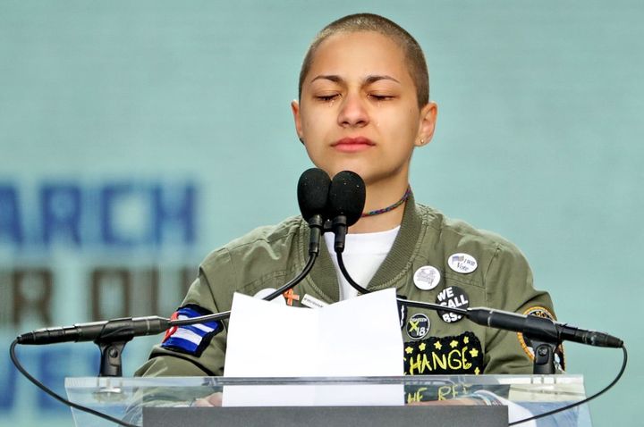 Emma González addresses the March for Our Lives on Saturday. 