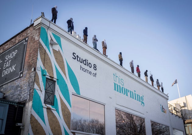 The sculptures can be seen on the roof of the This Morning's Southbank home