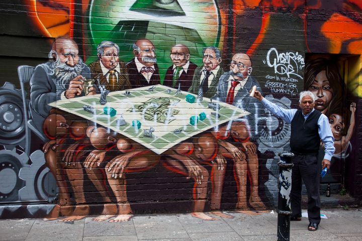The offensive mural in Brick Lane, London's East End, in 2012.