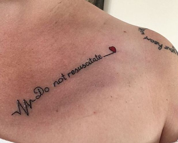 Wilkinson has 'do not resuscitate' tattooed on her chest 