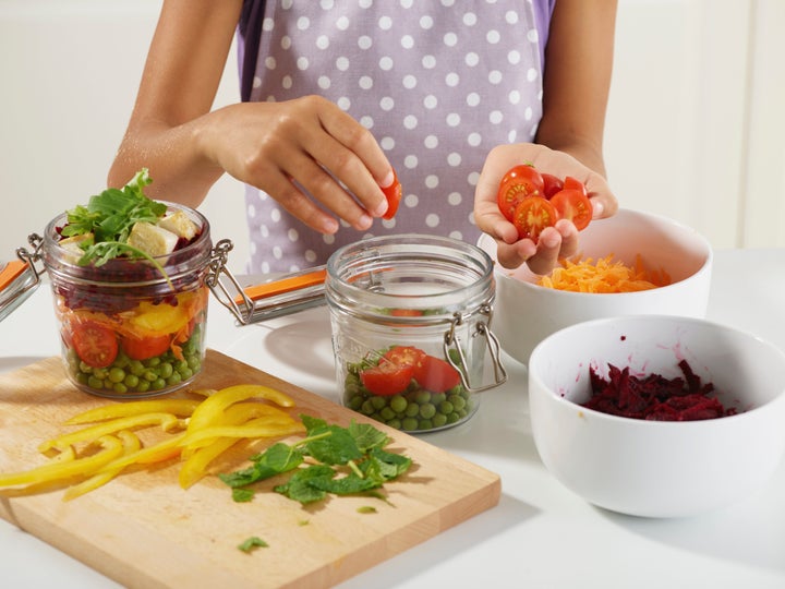 Preparing food (washing, cutting, etc.) as soon as you get home from the grocery store can encourage you to munch on healthier snacks and put together more well-balanced meals. Also, keep the healthier food in clear containers so you always know what you have in stock.