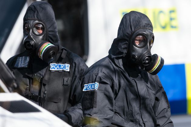 Police in protective suits in Salisbury