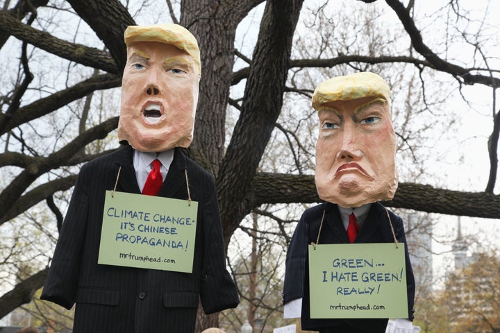 Effigies of President Donald Trump have become common at climate marches over the past two years. 