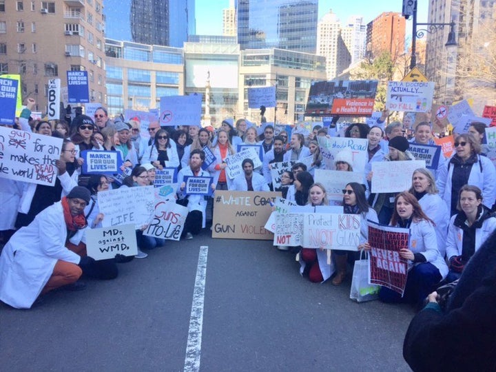 Doctors and medical students advocate for repealing the Dickey Amendment and funding gun violence research in New York City o