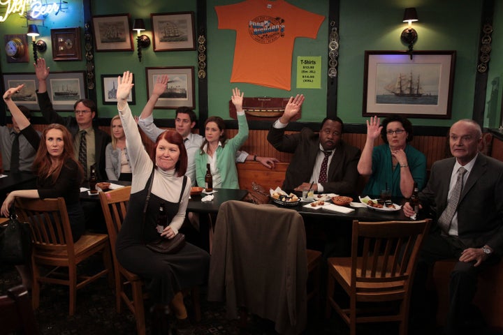 The cast of "The Office" pictured in Season 9.