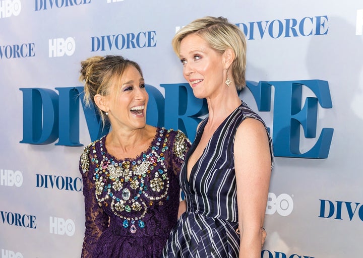 Sarah Jessica Parker and Cythnia Nixon at a New York City premiere in 2016.