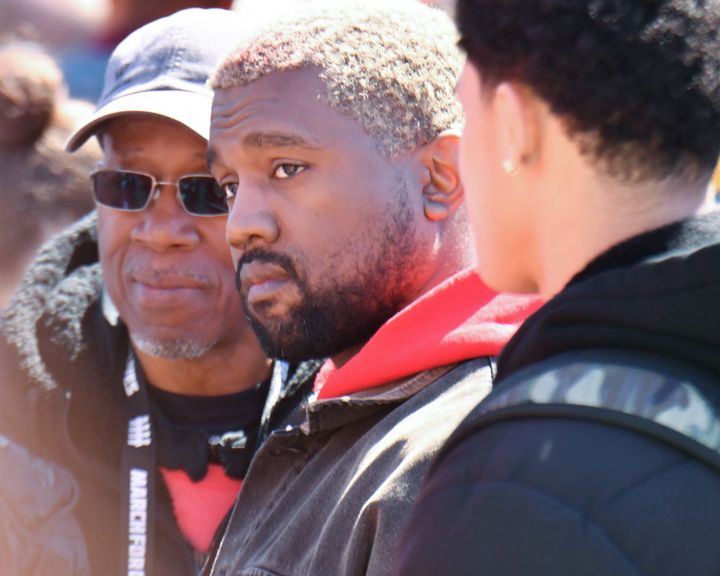 Kanye West, pictured Saturday at the March For Our Lives in Washington, D.C., was apparently at one point a source of confusion for ESPN reporter Tim Kurkjian.